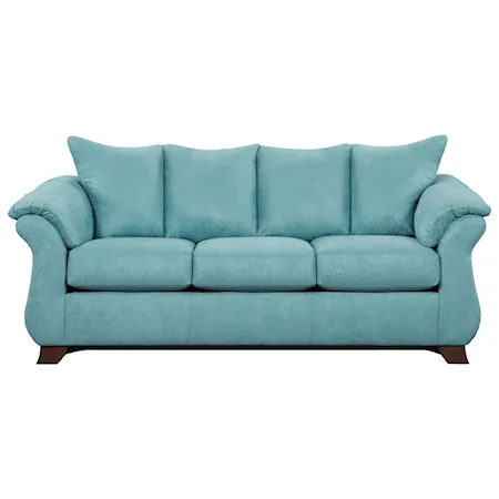 Transitional Flared Pillow Arm Stationary Sofa